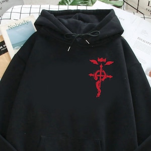 Unisex, Red Symbol Alchemist Hoodie, Homunculus, Fma Brotherhood Manga, FMAB Best GIFT Minimalist Fullmetal Anime Lover, FMA Pocket Hoodie