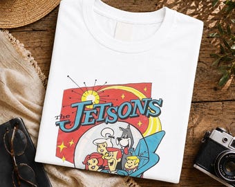 Jetsons Retro-Futuristisches Cartoon-T-Shirt, Weltraumzeitalter-Grafik-T-Shirt