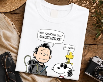 Paranormal Bill Murray Snoopy Ghost Hunter Retro Graphic Tee (T-Shirt)