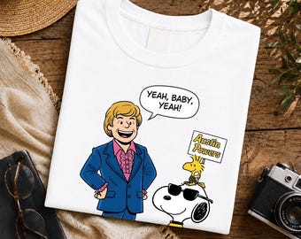 Austin Powers Snoopy Groovy 60s Psychedelic T-Shirt, Cartoon Style Unisex Tee