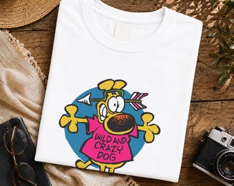 Wild Crazy Dog Grafik-Shirt, Vintage Retro Maskottchen-T-Shirt, Tier-Streetwear (T-Shirt, Sweatshirt, Hoodie)