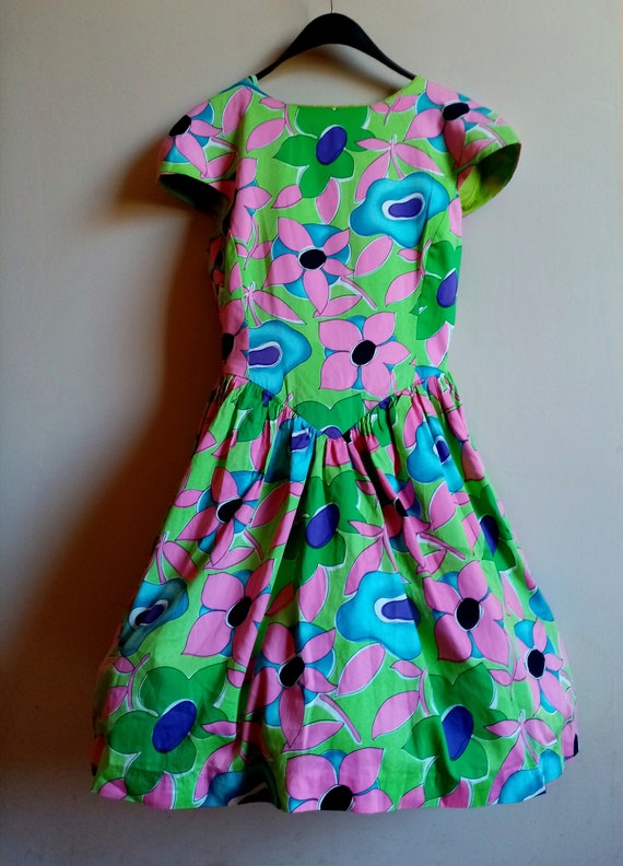 Audrey Hepburn style vintage multicolor floral dre