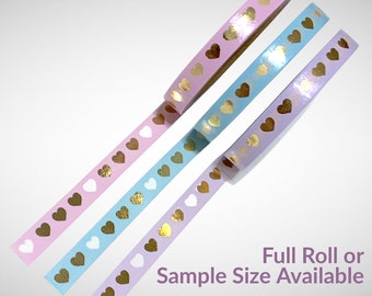 Gold Hearts Masking/Washi Tape – Valentines Washi Tape – Journals – Planners – Scrapbooking – Gift Tags