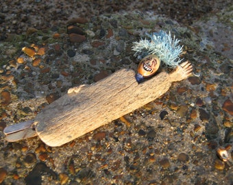 Merman figure-Felixstowe beach origins [ancient bone,driftwood,twines]a positive vibe