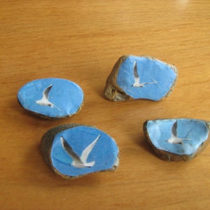 Black headed gulls-set of 4 ,decoupage -interesting textures -good luck mermaid decor