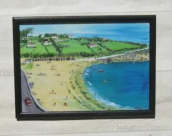 Swanpool beach,Original/Falmouth/seaside Cornish painting/beach scene