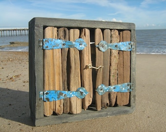 Driftwood & sea metal cabinet -Felixstowe beach origins-interesting textures,bathroom decor