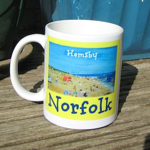 Art on a mug-HEMSBY,Norfolk,England- beach art