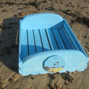 Puffin and Gull beach crate,driftwood with original paintings