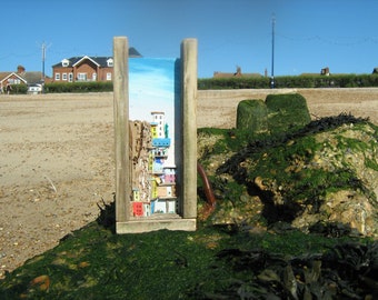 Cliff homes- made from Sea driftwood at Felixstowe beach, Suffolk. freestand or wallhang