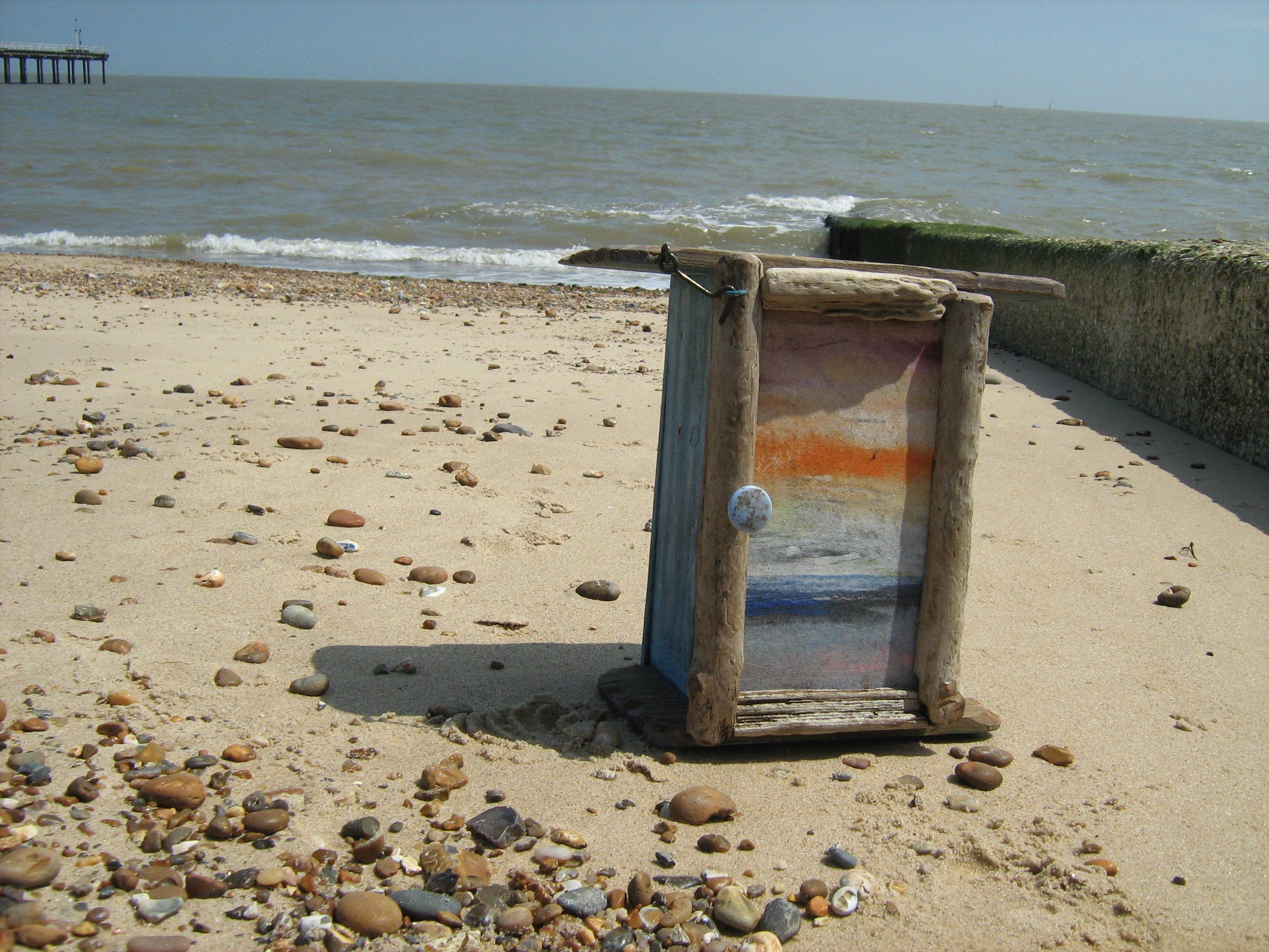 Driftwood cabinet with original painting/wall hang or free | Etsy