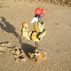 CONNIE -chicken and egg sculpture in driftwood/sea plastic -bathroom decor-real sea origins,great textures-positive vibes