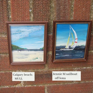 Virginia lost 2 teeth-Pair of Original Hebrides acrylic paintings-Scottish Islands-framed under glass