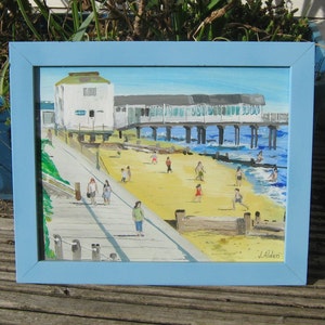Clacton beach-Original painting-Essex coastal- framed up ready to hang