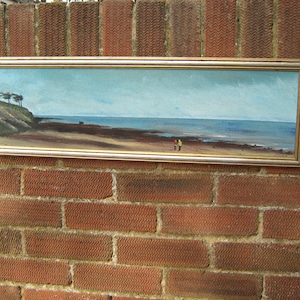 Bawdsey playa-pintura original en marco vintage -gran angular