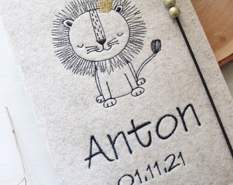 U-booklet cover felt beige lion customizable