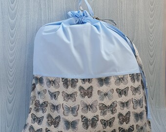 fabric gift bag, butterflies fabric, large gift bag, Gift for mother, gift wrap idea, gift wrapping, drawstring bag, reusable cotton bag