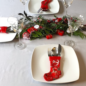 Cutlery Holder, Festive Dinner Set, stockings garland, cutlery pockets, cutlery pouches, Christmas dinner set, Christmas stocking, stockings