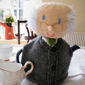 Michael D Higgins, Michael D Teewärmer, Teewärmer, gestricktes Geschenk, handgestricktes Geschenk, gestricktes Tischdekor, handgestricktes Geschenk, hergestellt in Irland Bild 1