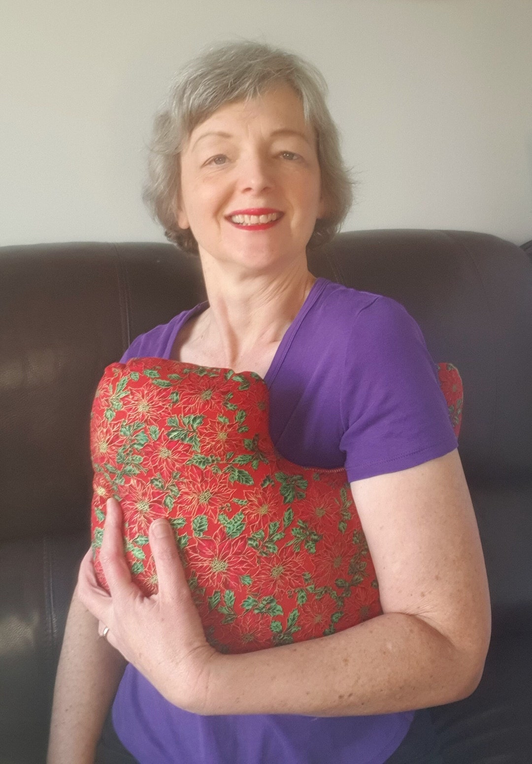 Breast Cancer Christmas Pillow Poinsettia Fabric Mastectomy Etsy