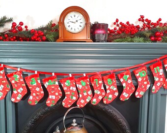 advent garland, advent bunting, pet advent set, stocking garland, dog advent bunting, cat stocking garland, pet sitters gift,