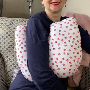 breast cancer, mastectomy pillow, cancer gift for her, breast cancer gift, lumpectomy pillow, cancer recovery gift, strawberries fabric,