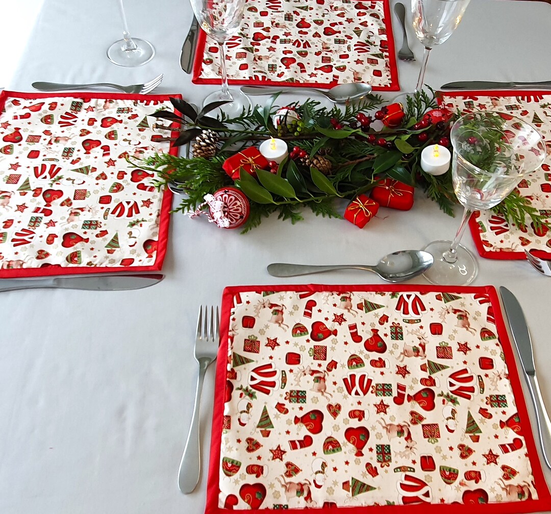 Fabric Placemats Santa Clothes Fabric Cream Gold Fabric Etsy