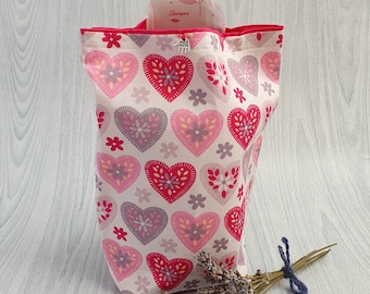 sanitary pad bag, large pink hearts, period pads bag, teen period bag, first period bag, Gift for her, teenager girl gift, period pads gift