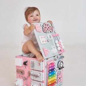 Activity cube, Toddler Gift, Busy cube for toddler with storage, personalization FREE image 8