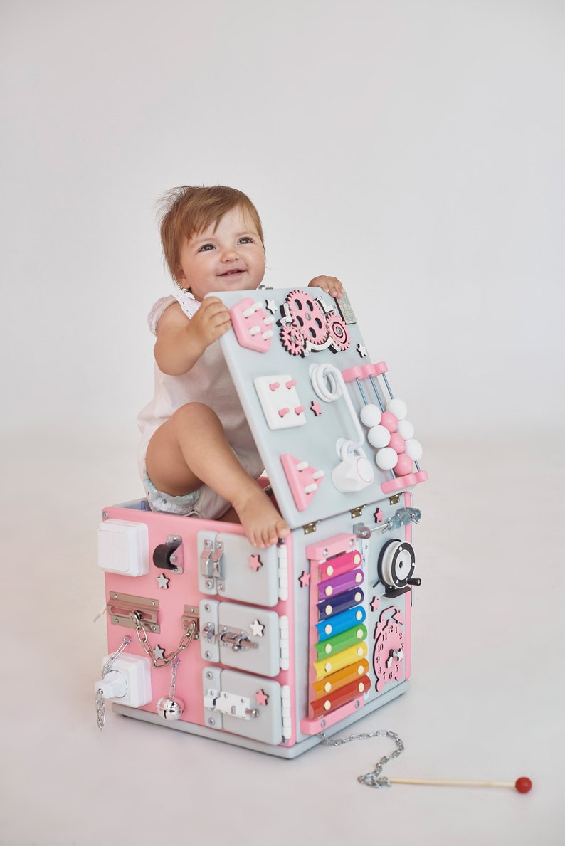 Activity cube, Toddler Gift, Busy cube for toddler with storage, personalization FREE image 8