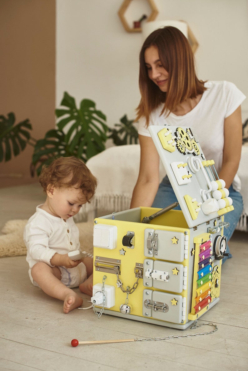 Activity cube, Toddler Gift, Busy cube for toddler with storage, personalization FREE image 5