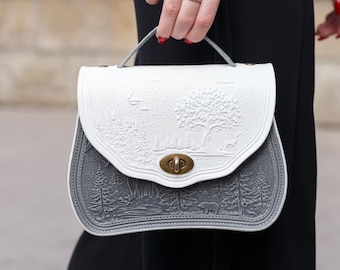 Embossed Leather Tote Bag, Custom 'Grace' Handbag