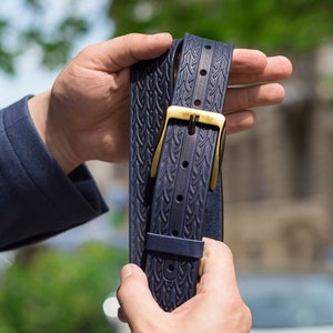 Anniversary Gift, Blue leather belt,personalized leather belt, genuine leather belt, Men belt, unique belt, Gift for men
