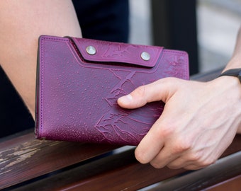 Monedero de cuero con ranuras para tarjetas, billetera larga de cuero personalizada para hombres, billetera con sobre para efectivo personalizada
