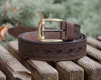 Brown Belt Handmade  / Women Belt Handcrafted  / Personalised Belt / Vintage Belt / Idea Gifts / Pattern Belt / Belts Embossed