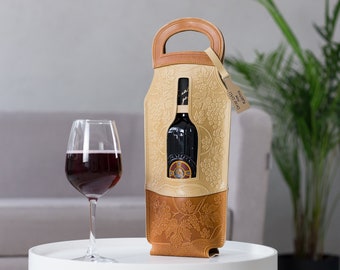 Custodia per whisky personalizzata o porta vino in rilievo, regali unici per papà, regali per lui Whisky, portabottiglie in pelle