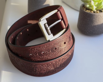 Genuine leather belt, embossed leather belt, leather belt, unique belt, women’s belt,Leather belt,Handmade Personalized Belt