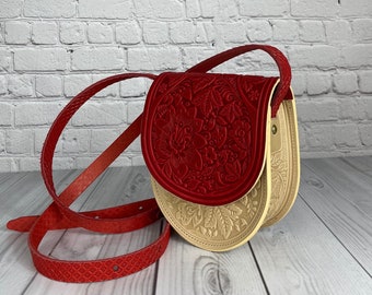 Round leather bags | Shoulder Leather handbag | Women Purse | Handmade | Ukraine shop