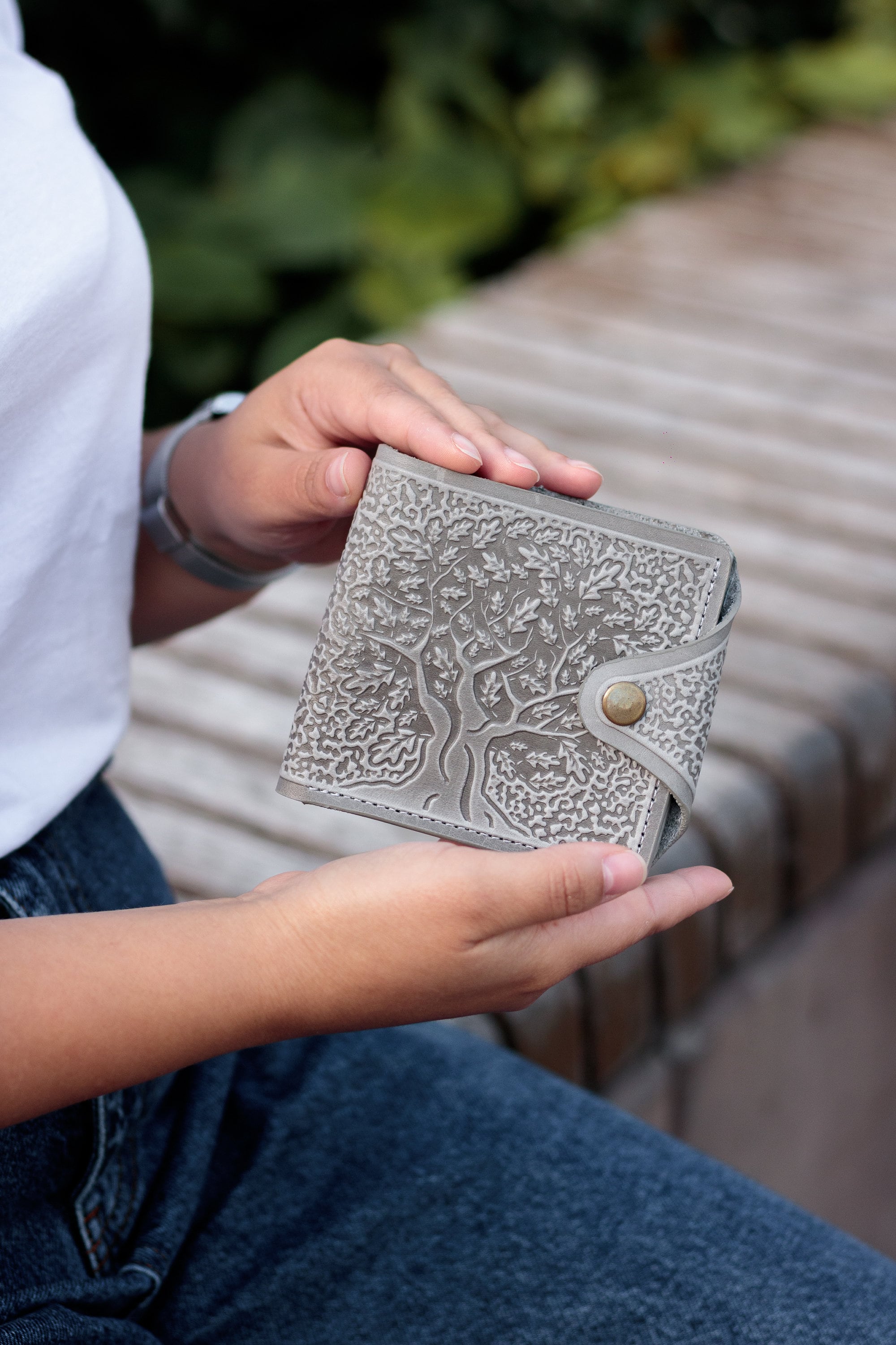 Wallet Tree Personalized Leather Bifold Wallet: Embossed Tree Design - Etsy