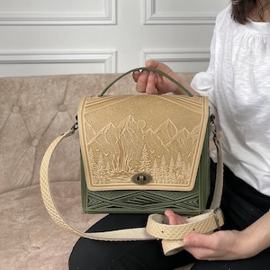 Cartera profesional de piel grabada: espacioso maletín cruzado para el trabajo y los viajes