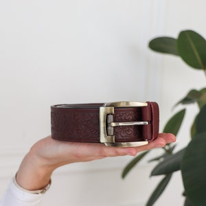 Genuine leather belt, embossed leather belt, leather belt, unique belt, womens belt,Leather belt,Handmade Personalized Belt image 5
