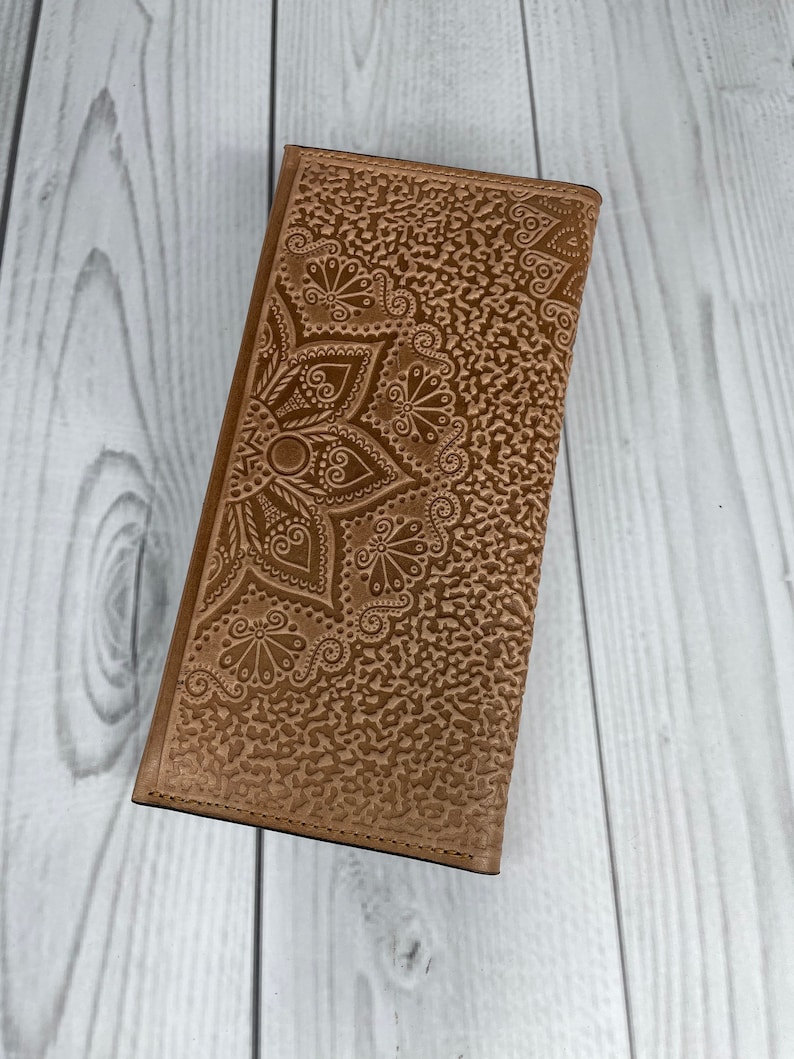 Cartera larga para mujer, Cartera de piel de oliva, Cartera de piel suave, Cartera con monedero, Cartera de mano, Cartera fina imagen 8