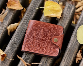 Cartera de piel para mujer / Cartera personalizada / Monedero portamonedas / Cartera de mujer / Cartera pequeña / Cartera fina de piel / Cartera para regalo