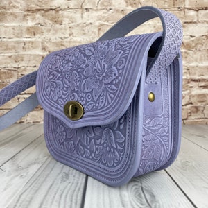 Bolso de piel de lavanda, bolso de mano para mujer, bolso vintage perfecto, bolsos de hombro únicos, regalos para Navidad, hecho a mano