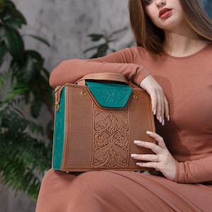 Cartable en cuir, sac bohème en cuir, sac à main en cuir, sac pour femme avec poignée, cadeau personnalisé, sac cartable en cuir, cadeaux d'anniversaire