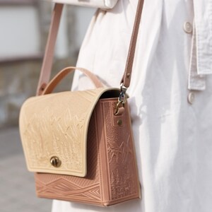 Handmade Genuine Leather Crossbody Handbag: Capacious Tote & Briefcase ...