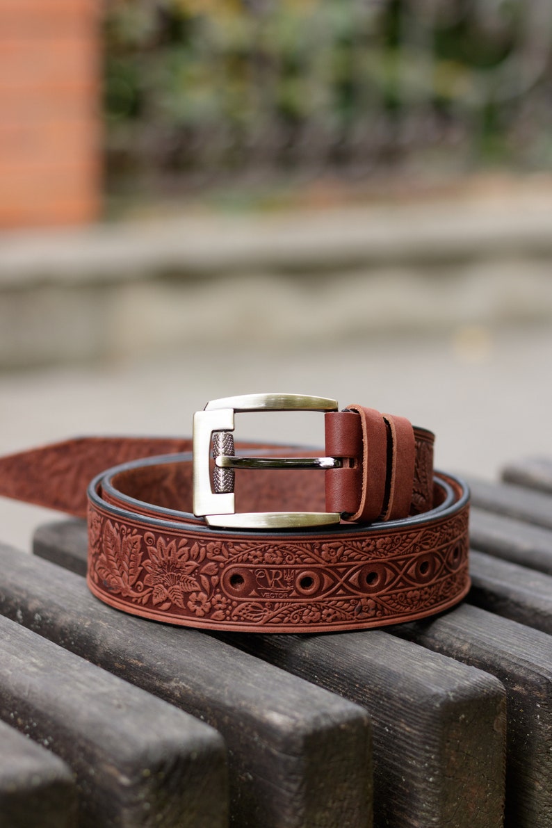 Leather Belt / Women Belt / Personalised Belt / Vintage Belt / Idea Gifts / Pattern Belt / Belts Embossed image 5