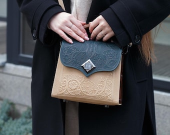 Handcrafted Wooden & Leather Crossbody Handbag | Natural Shoulder Purse | Personalized Women's Gift