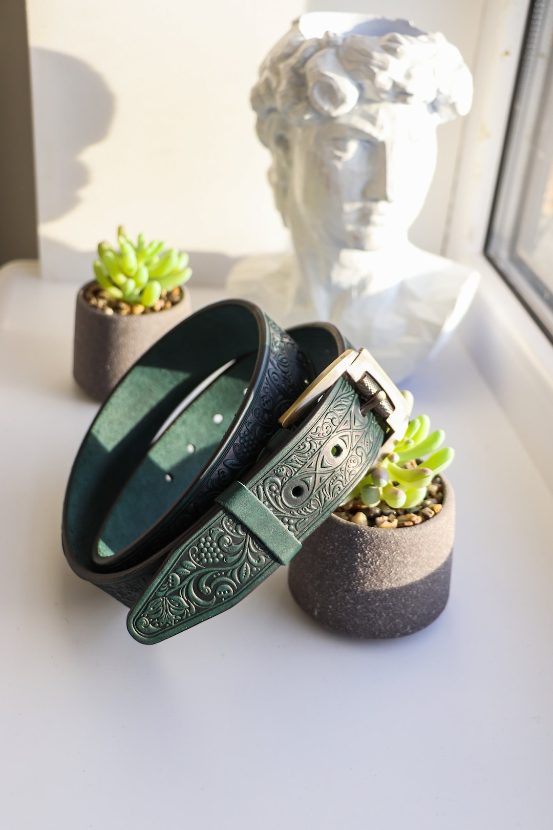 Embroidered Leather Belt (S)