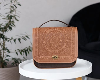 Handgefertigte Ledertaschen, braune Schultertasche, Geschenk für Mutter, Tote-Leder-Handtasche, Beutel-Handtasche